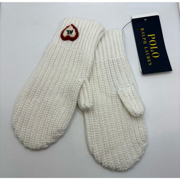 Polo Ralph Lauren Girl's Heart Patch Gloves, US One Size (4-6x)/ NWT - Picture 2 of 4